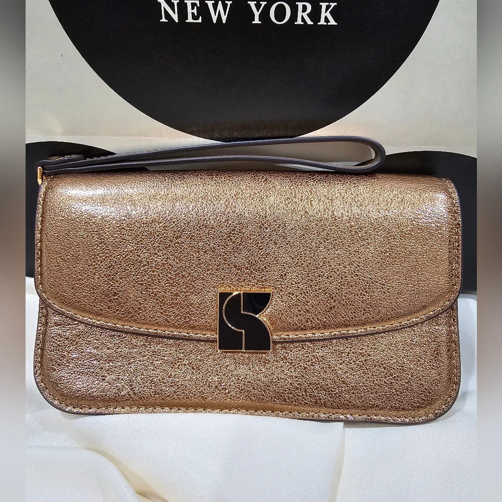 Kate Spade Dakota Crinkle Wristlet Metallic Gold NEW - Picture 3 of 12